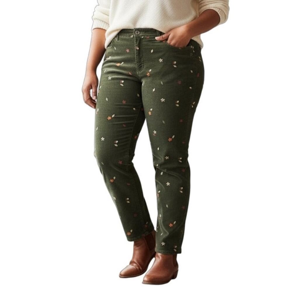 Talbots Green Floral Ankle Pants